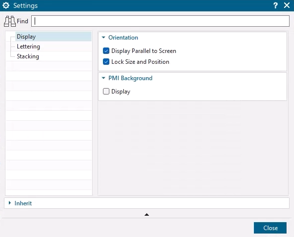 Giao diện cài đặt định hướng (orientation settings) cho chú thích PMI trong NX, giúp note luôn hiển thị rõ ràng.