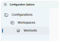 Menu phần mềm MicroStation 2026 Users hiển thị ba lựa chọn: Configurations, Workspaces và Worksets, với Worksets đang được tô sáng.